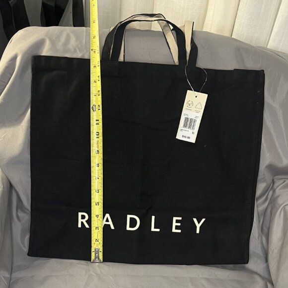 Radley London, Large Cotton Tote, Black, Dual Handle / Shoulder Strap, NWT - Picture 7 of 10